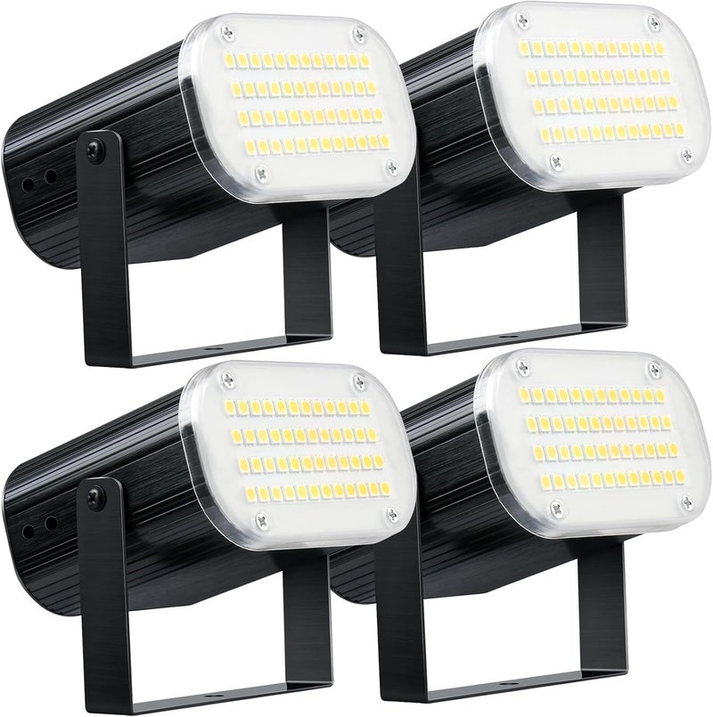 Luditek 4 عبوات من أضواء ستروب LED البيضاء الصغيرة لعيد الهالوين، تعمل بالصوت - أضواء ديسكو قابلة لتعديل سرعة الوميض مع 48 LED لمصباح الحفلات لرقص الغرف وحفلات الدي جي والكاريوكي وزينة داخلية وخارجية. - Image 1
